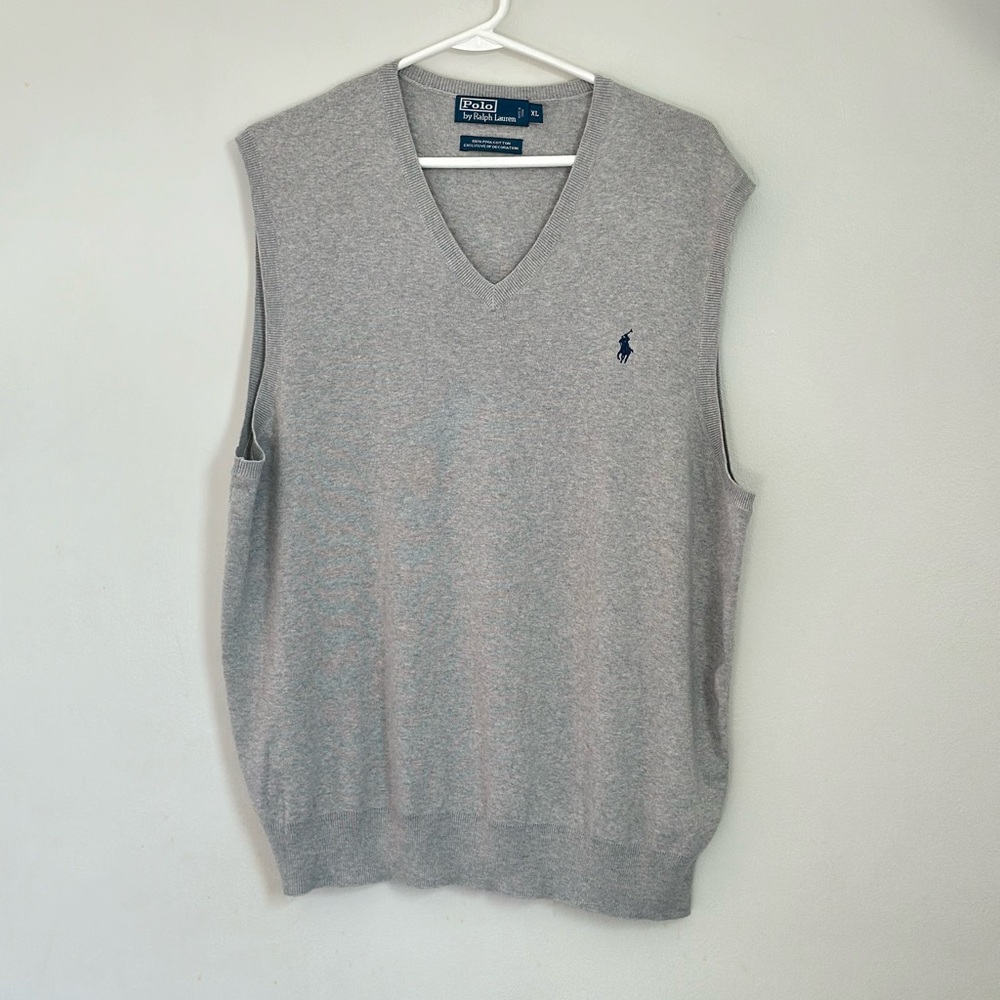 Ralph Lauren Gray V-Neck Vest Pima Cotton